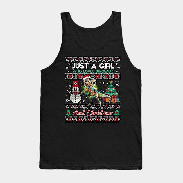 Just a girl who loves Dinosaurs and christmas Tank Top by TeeAaron